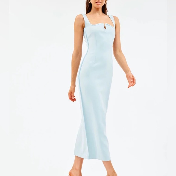 paris georgia diamond dress in mineral blue - Picture 3 of 6